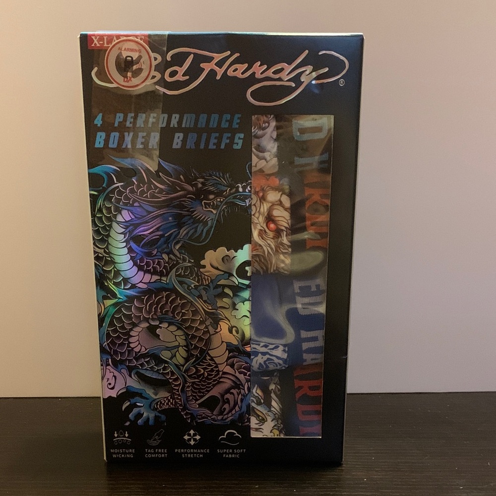 Ed Hardy Multicolor Performance Men’s Boxer Briefs New Extra Large
